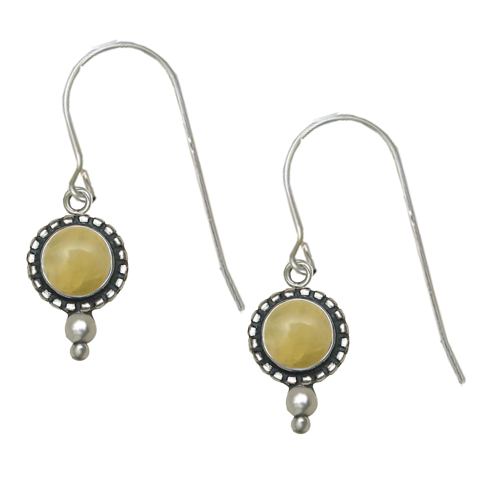 Sterling Silver Yellow Aragonite Gemstone Drop Dangle Earrings